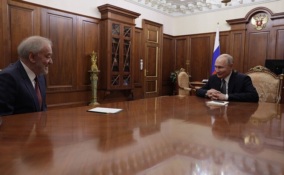 President Poetin ontving topdirigent Valeri Gergiev in februari voor een onderhoud in het Kremlin. Foto:  Kremlin